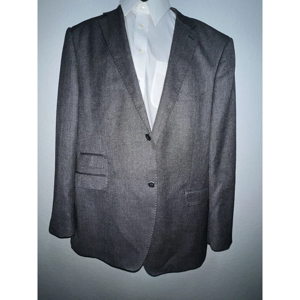 Brioni Mens 52L Gray Two Button Sports Blazer Jacket Italy Business Bianco Dress